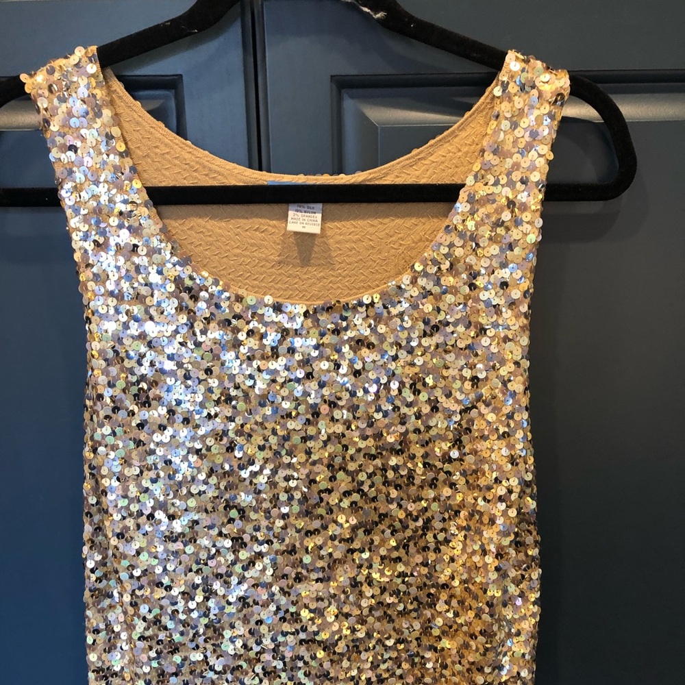 White + Warren gold-tone sequined tank